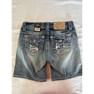 Miss Me Women's Denim Bermuda Shorts - Light Blue Wash